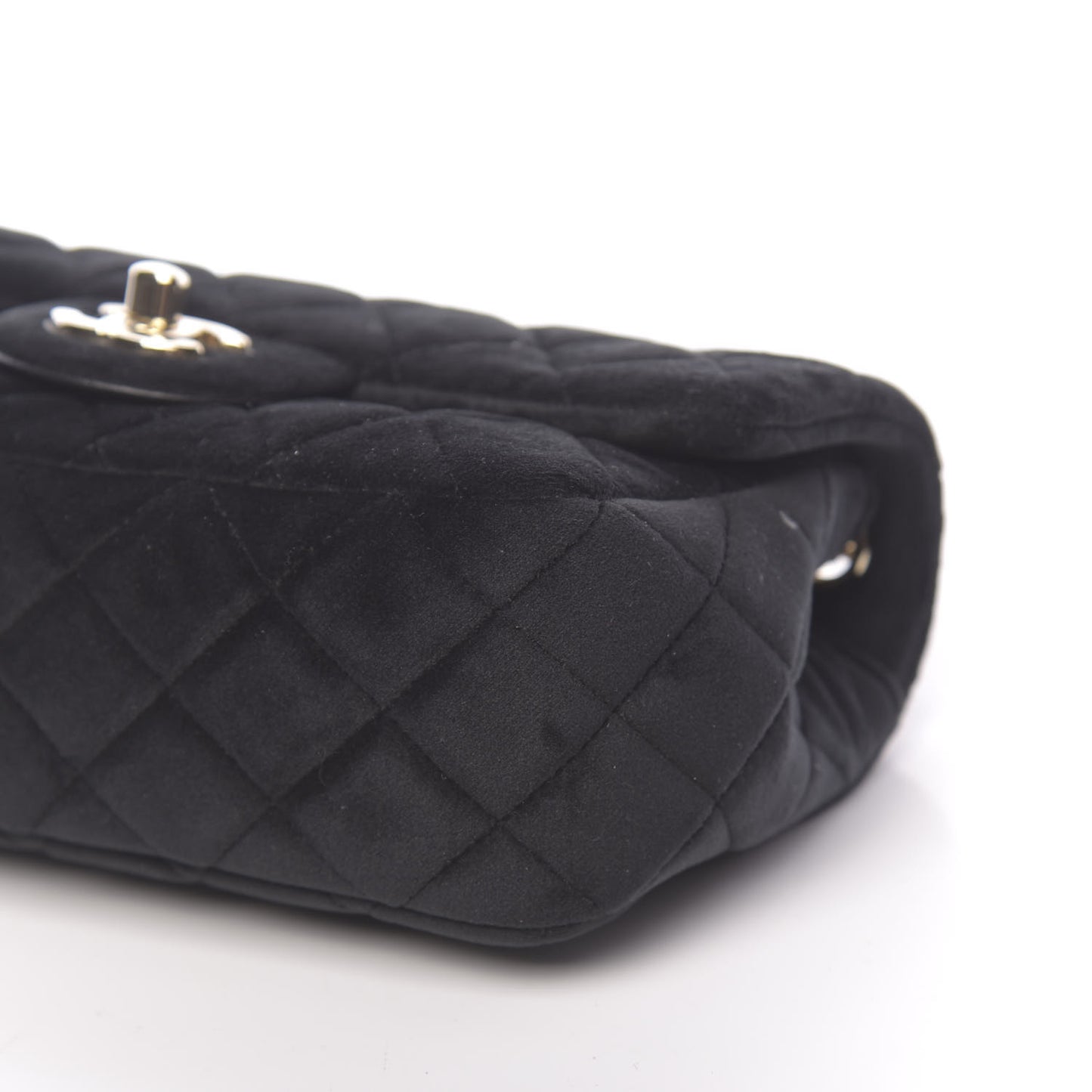 Velvet Quilted Mini Rectangular Pearl Crush Flap Black