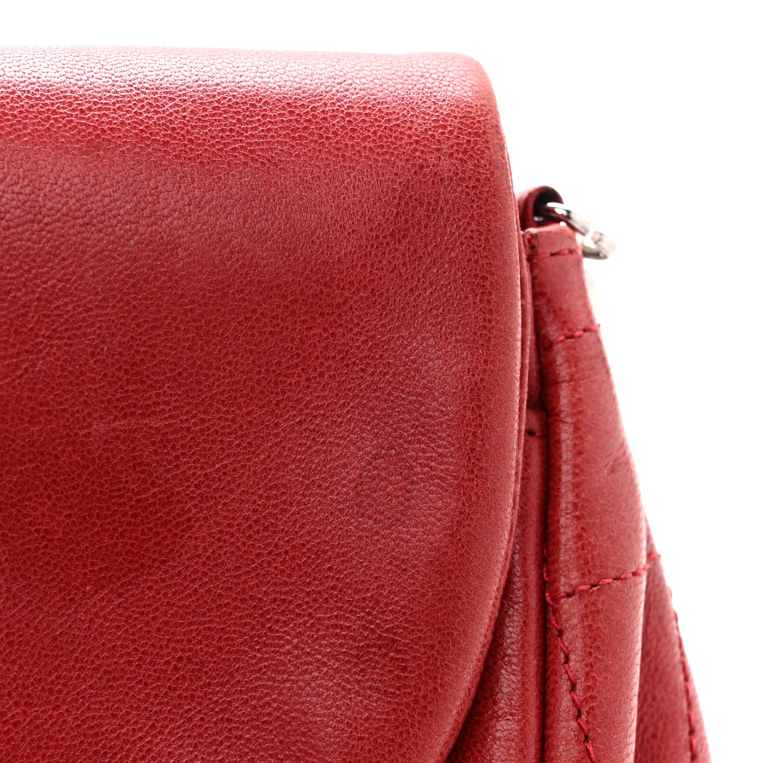 Chanel Lambskin Half Moon Wallet On Chain WOC Red 15 of 16