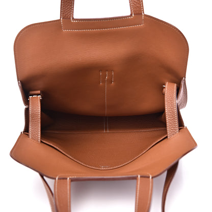 Hermes Taurillon Clemence Halzan 31 Gold 5 of 10
