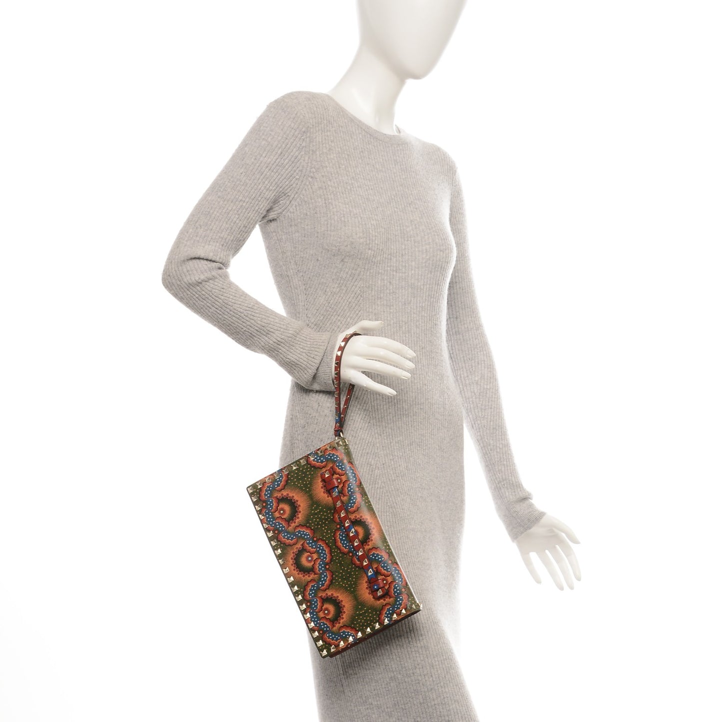 Nappa Enchanted Wonderland Rockstud Wristlet Clutch Red