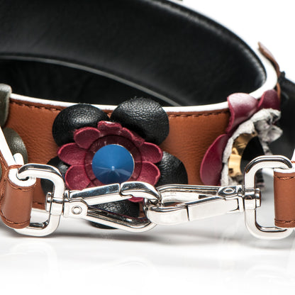 Fendi Calfskin Elaphe Flowerland Studded Strap You Brown Multicolor 3 of 4