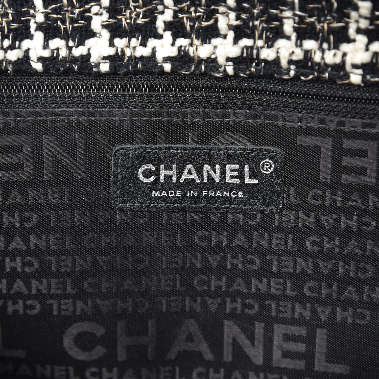 Chanel Tweed Vinyl Woven Medium Single Flap Black White 7 of 9