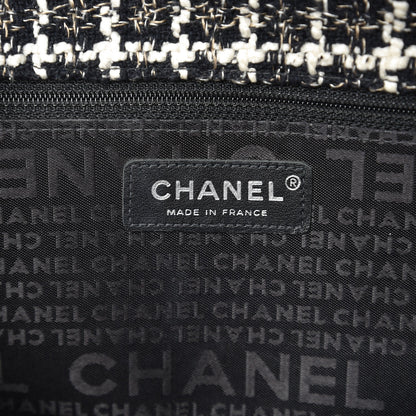 Chanel Tweed Vinyl Woven Medium Single Flap Black White 7 of 9