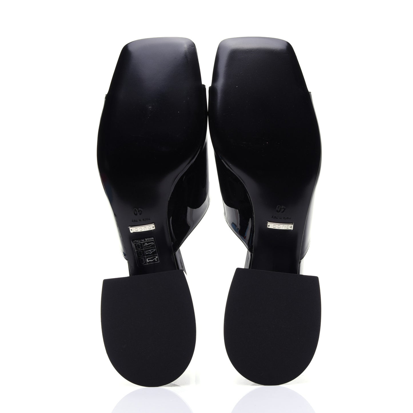 Patent Lexi Horsebit Mid-Heel Slide Sandals 40 Black