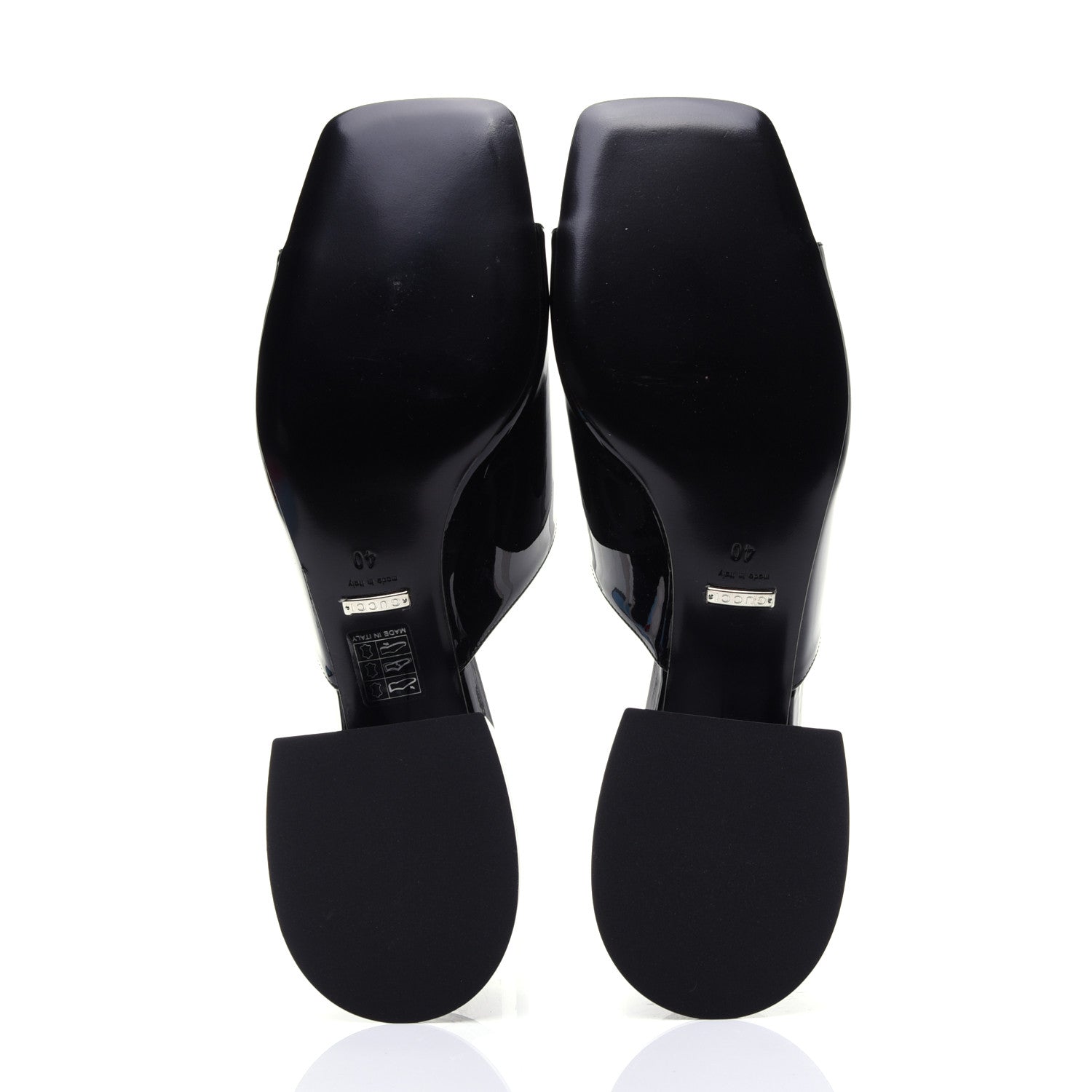 Gucci Patent Lexi Horsebit Mid-Heel Slide Sandals 40 Black 9 of 11