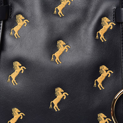 Chloe Smooth Calfskin Little Horses Embroidered Tao Zipped Tote Full Blue 11 of 11