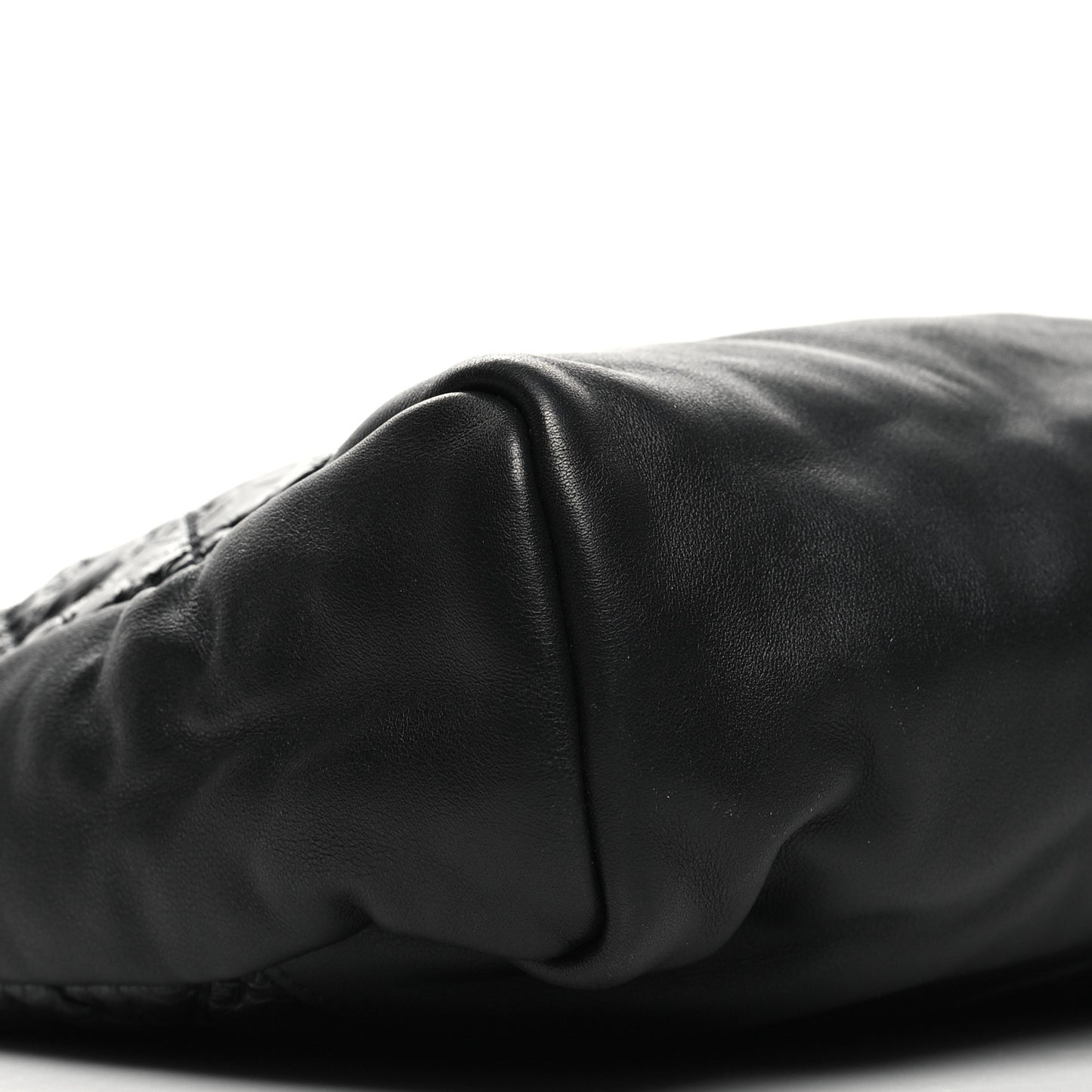 Crumpled Calfskin Quilted 31 Large Shopping Bag Black