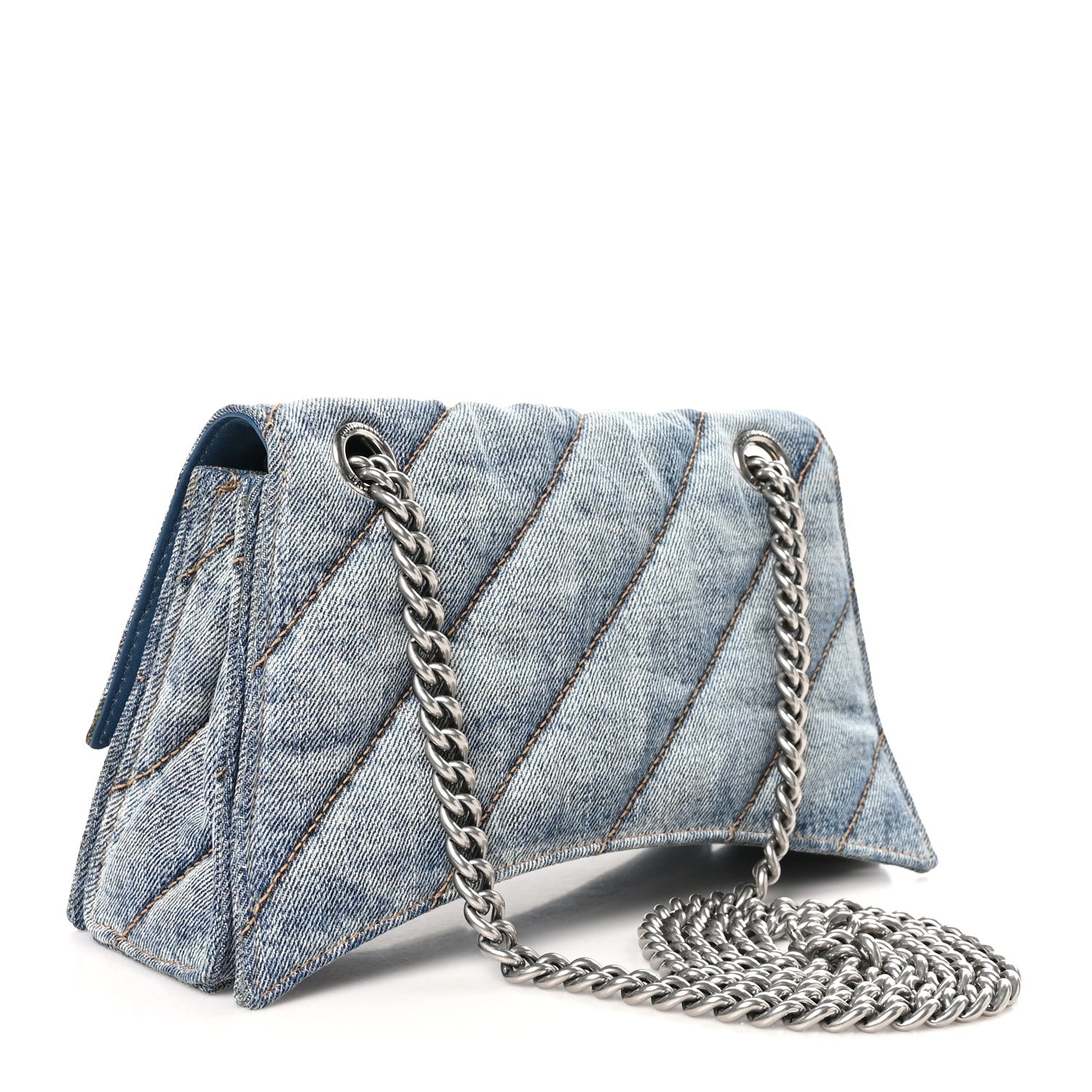 Balenciaga Washed Denim Quilted Small Crush Chain Bag Denim Blue 3 of 10