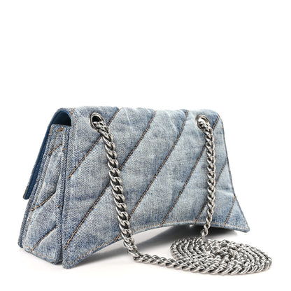 Balenciaga Washed Denim Quilted Small Crush Chain Bag Denim Blue 3 of 10