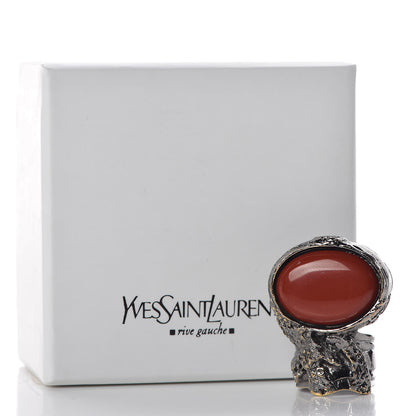 Saint Laurent Glass Cabochon Arty Ovale Ring 6 Silver 7 of 7