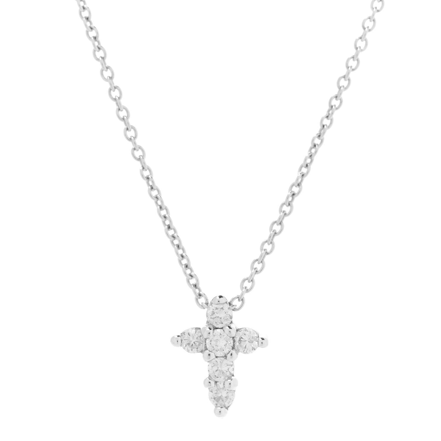 18K White Gold Diamond Tiny Treasures Baby Cross Pendant Necklace