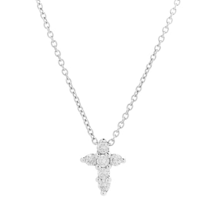 Roberto Coin 18K White Gold Diamond Tiny Treasures Baby Cross Pendant Necklace 4 of 9