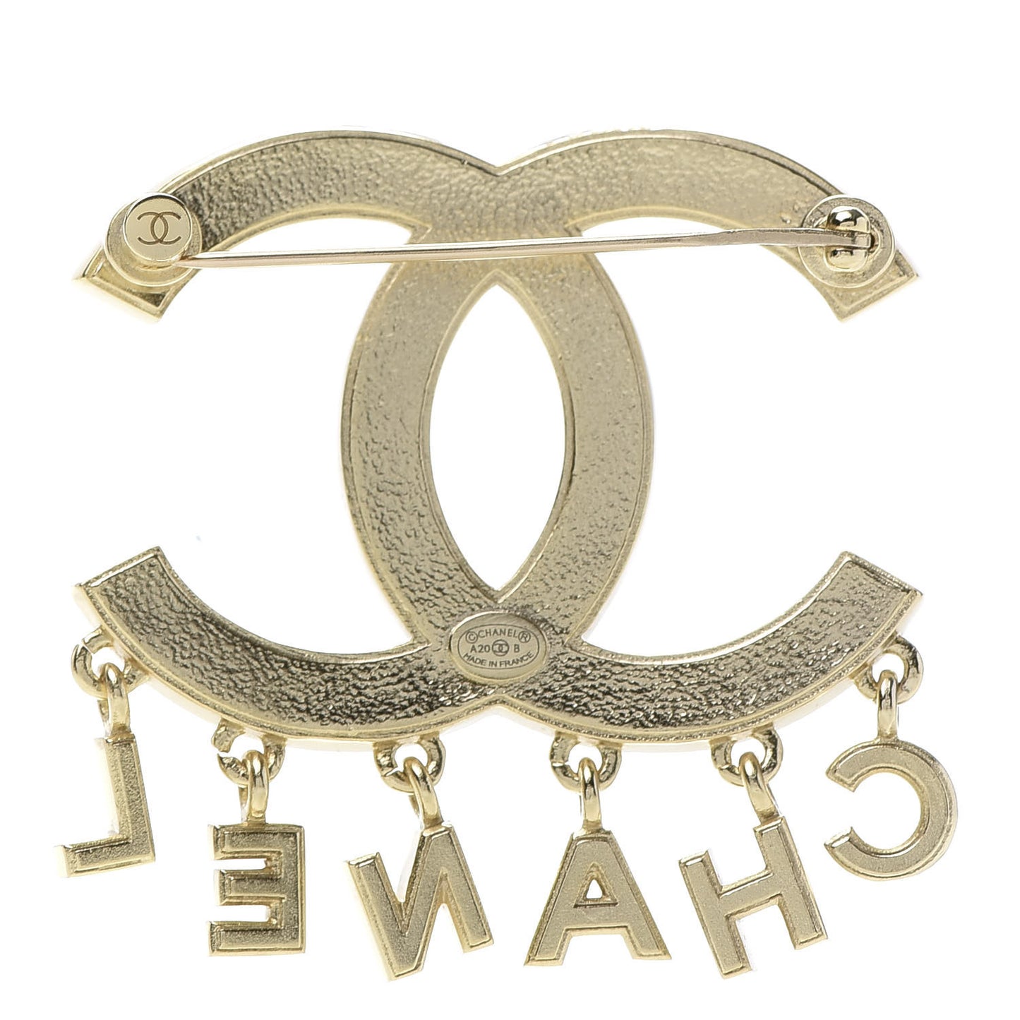 Crystal Pearl Signature Drop Brooch Gold