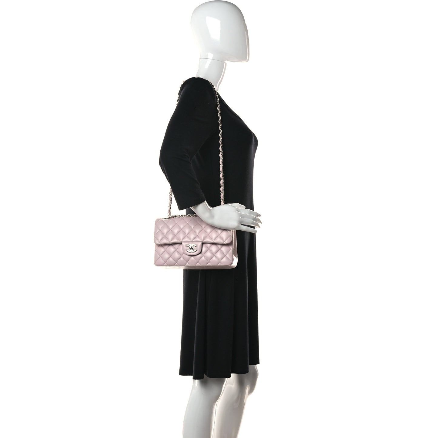 Lambskin Quilted Small Double Flap Light Pink