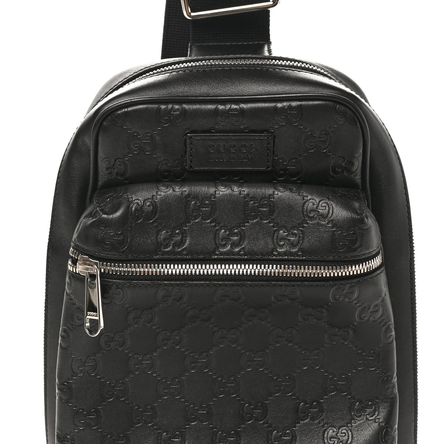 black leather gucci backpack Gucci Guccissima Sling Backpack Black 1863903 – FASHIONPHILE
