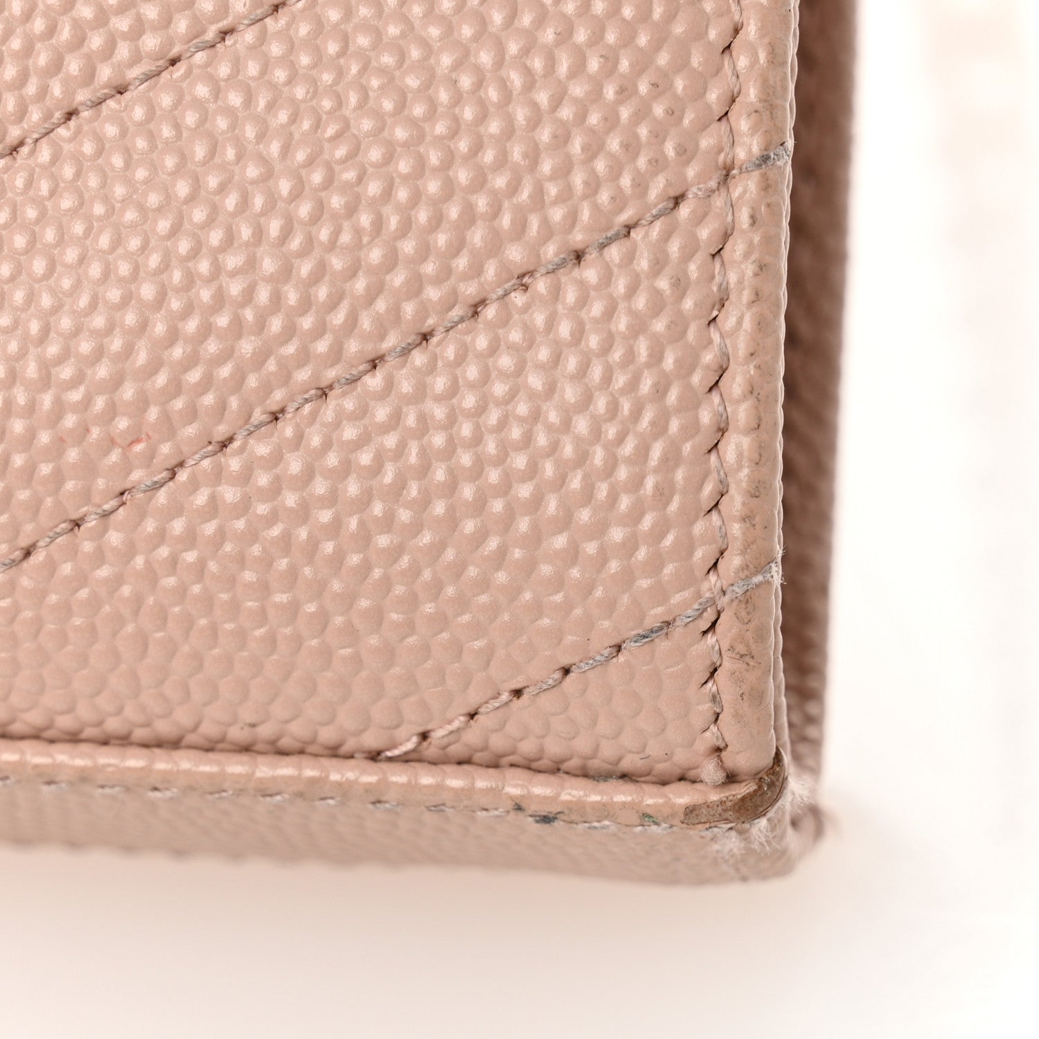 Saint Laurent Grain De Poudre Matelasse Chevron Monogram Chain Wallet Pale Pink 11 of 13