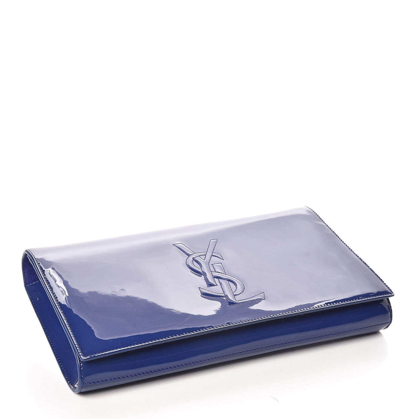 Patent Calfskin Monogram Large Belle De Jour Clutch Royal Blue