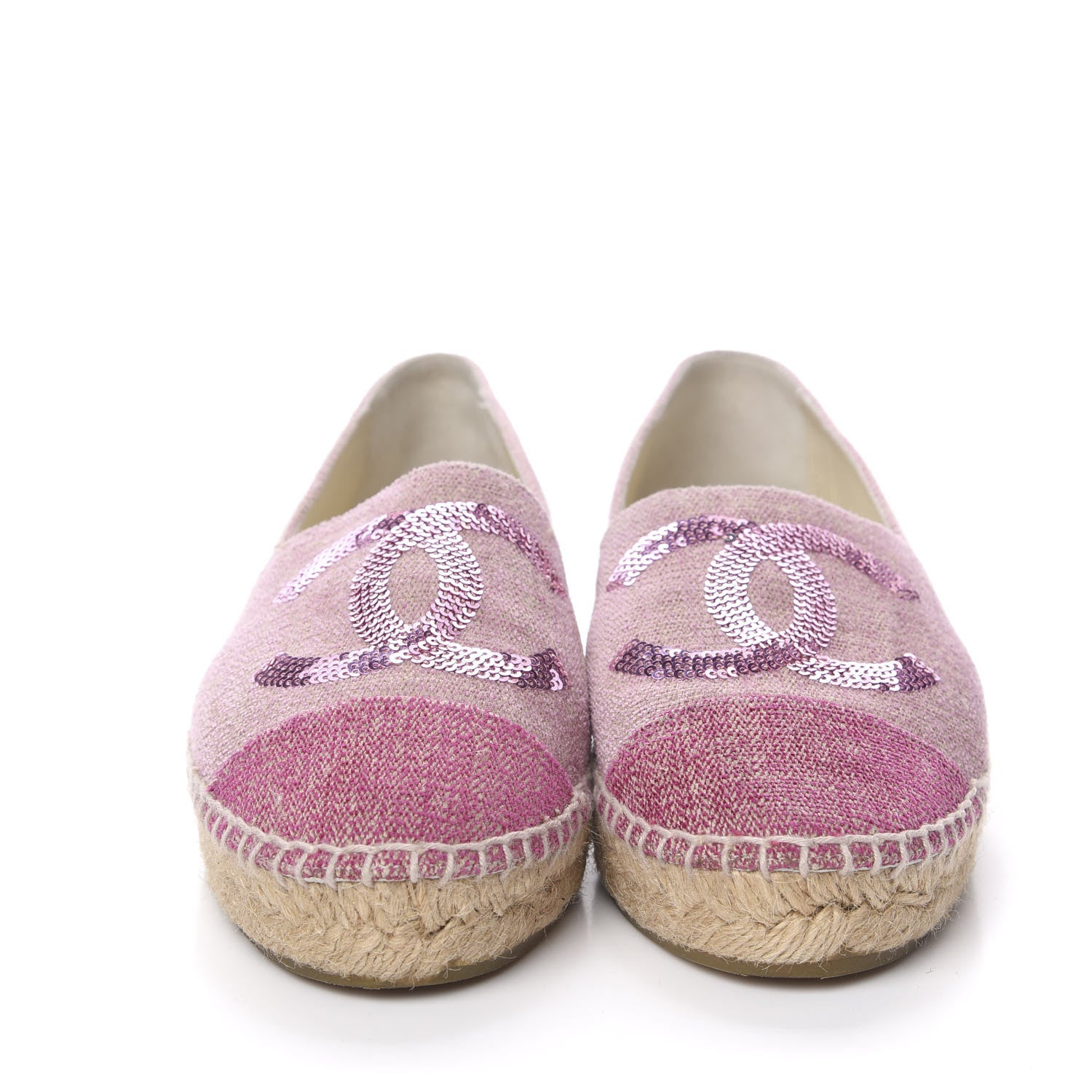 Chanel Toile Sequin CC Espadrilles 36 Pink Dark Pink 2 of 14