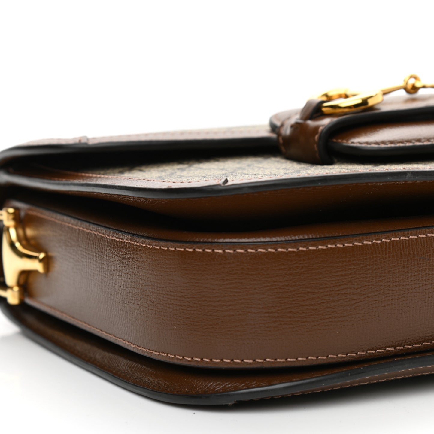 GG Supreme Monogram Horsebit 1955 Shoulder Bag Beige Brown Sugar