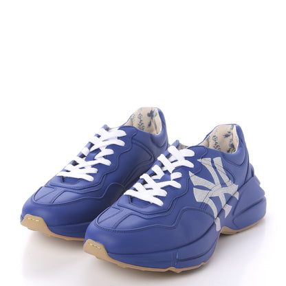 Gucci X MLB Calfskin NY Yankees Mens Rhyton Sneakers 6.5 Electric Blue 3 of 9