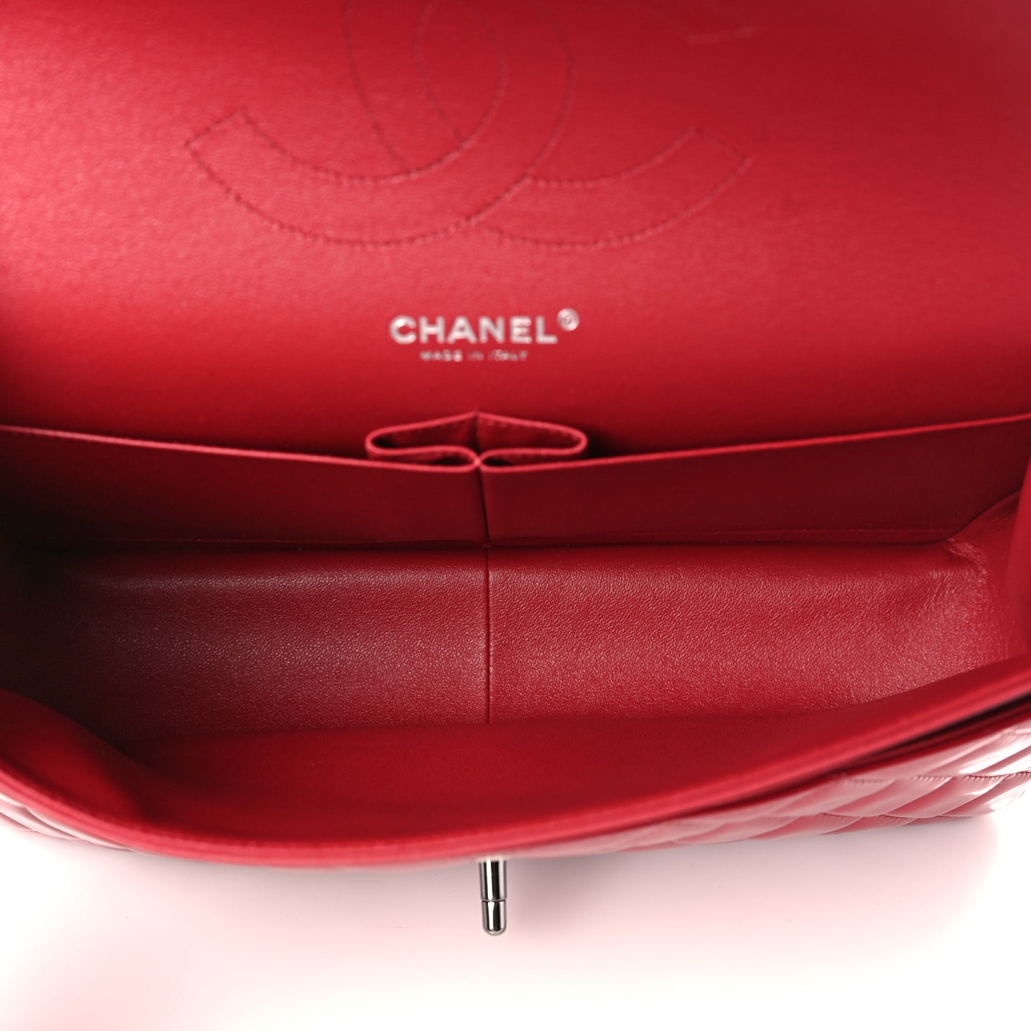 Patent Quilted Jumbo Double Flap Red