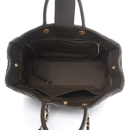 Chanel Aged Calfskin Chevron Large Coco Handle Shopping Tote Dark Green 4 of 11