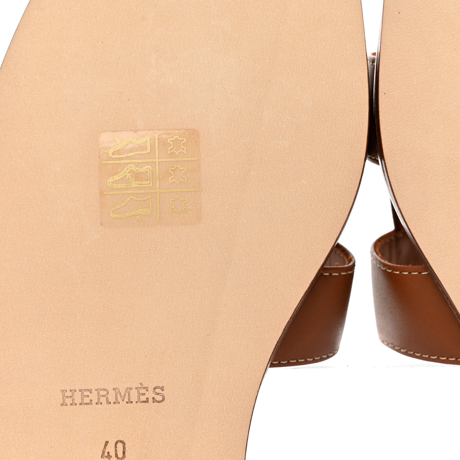 Hermes Box Calfskin Oran Sandals 40 Gold 10 of 11