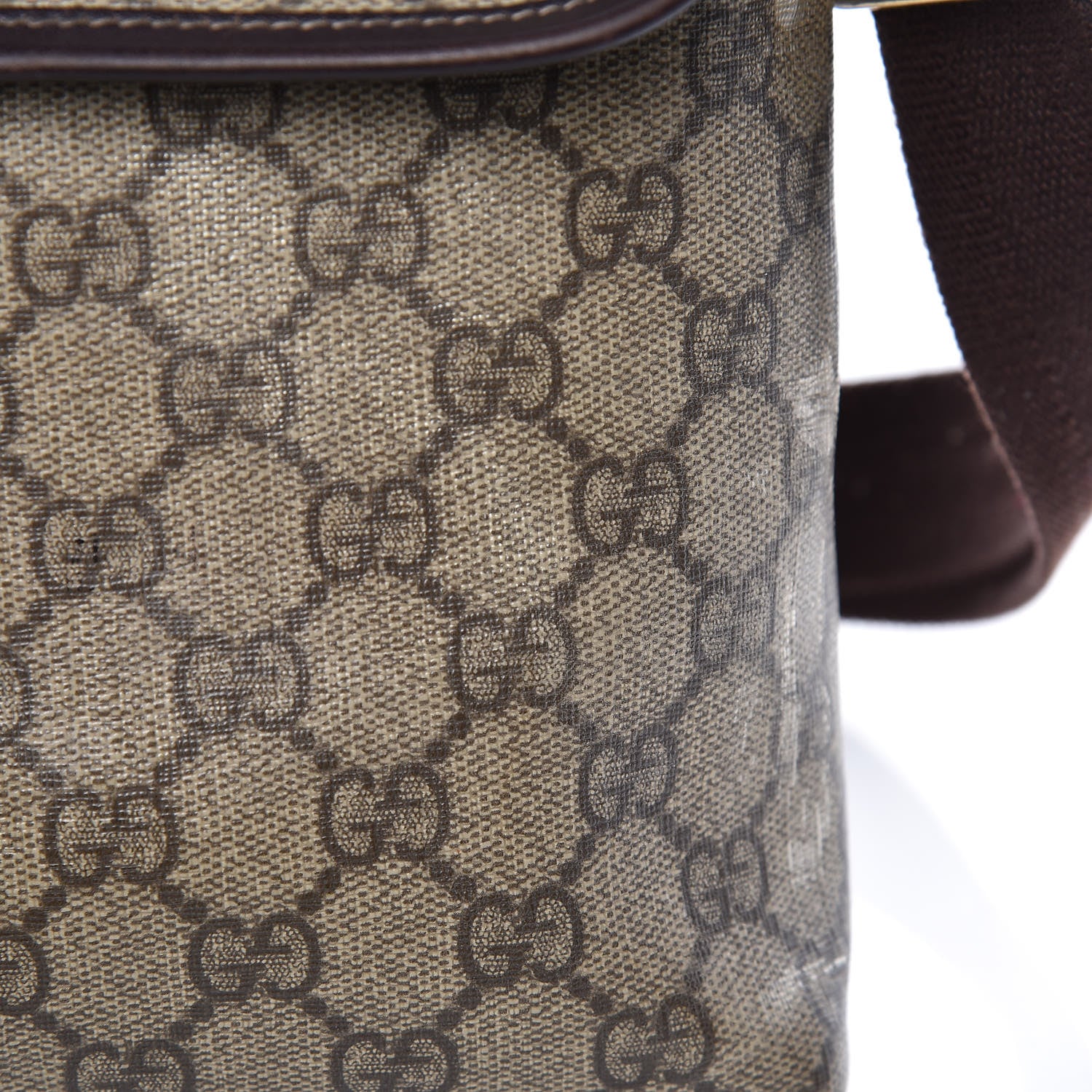 Gucci GG Supreme Monogram Selleria Calfskin Small Flap Messenger Bag Beige Ebony Cocoa Dark Chocolate 17 of 17