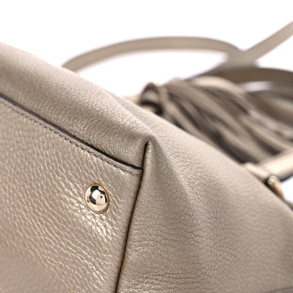Gucci Metallic Cellarius Calfskin Small Soho Top Handle Satchel Golden Beige 9 of 17
