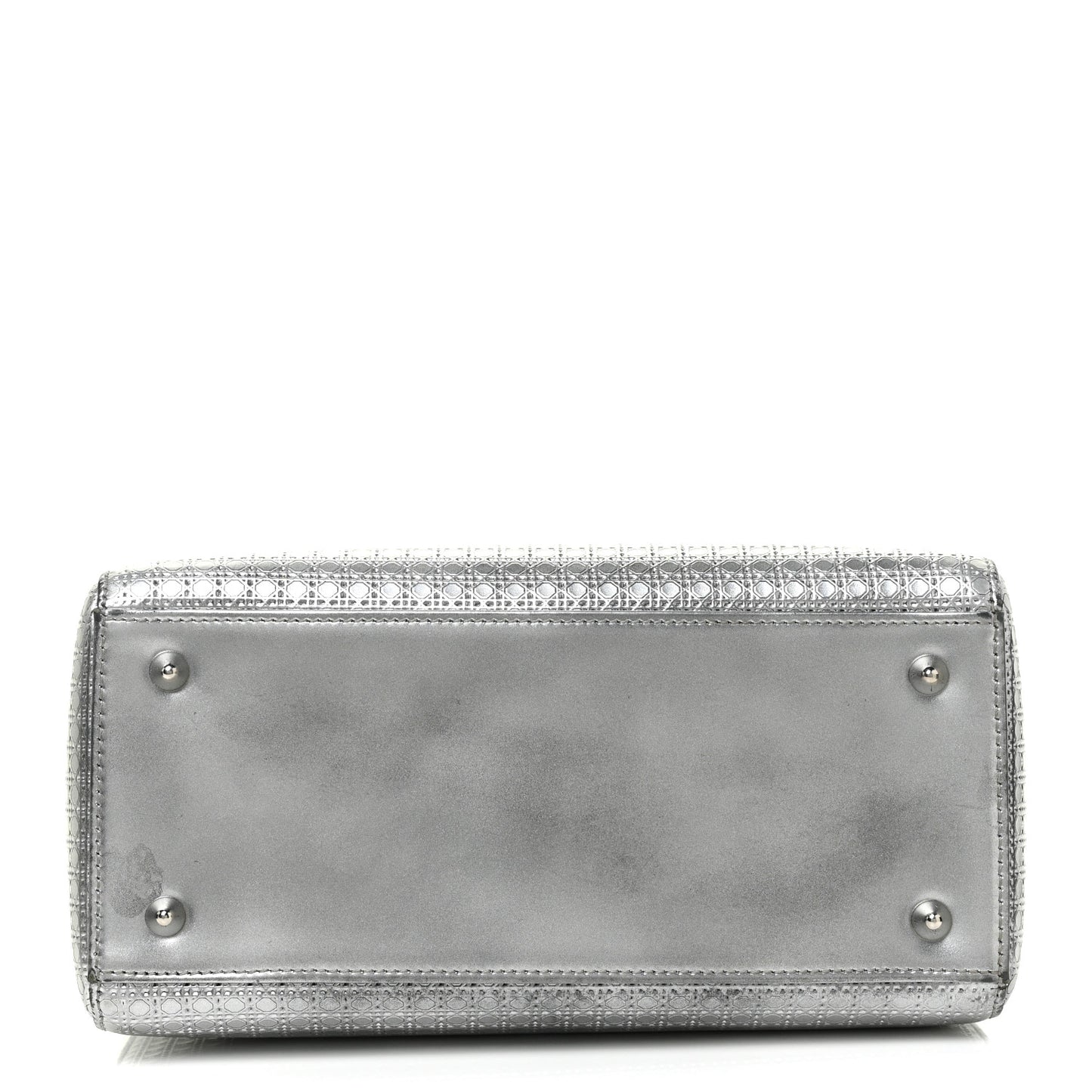 Metallic Patent Micro-Cannage Medium Lady Dior Silver