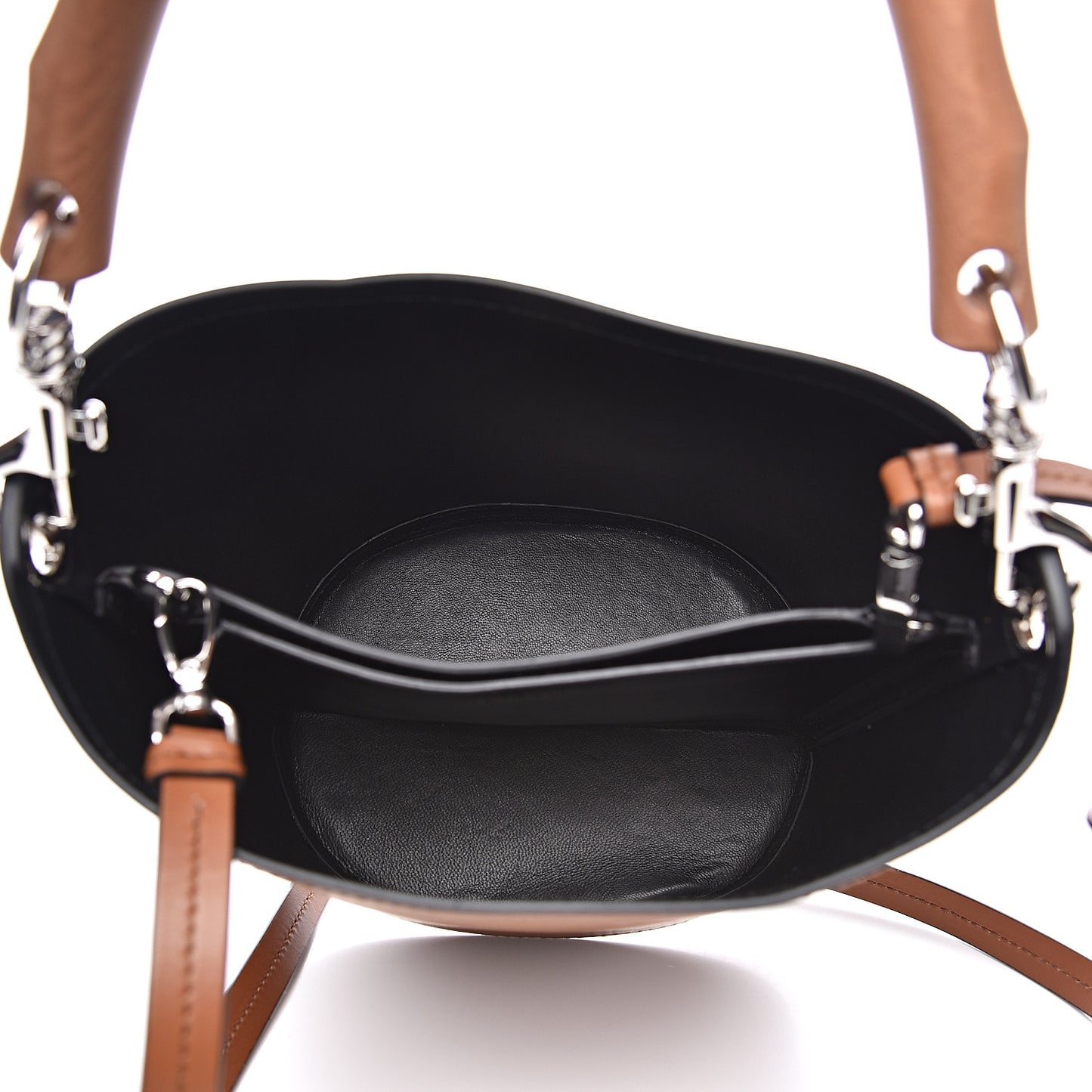 City Calfskin Tambour Bucket Bag Cognac Black