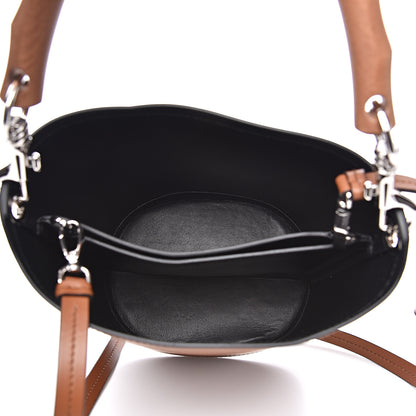 Prada City Calfskin Tambour Bucket Bag Cognac Black 5 of 10
