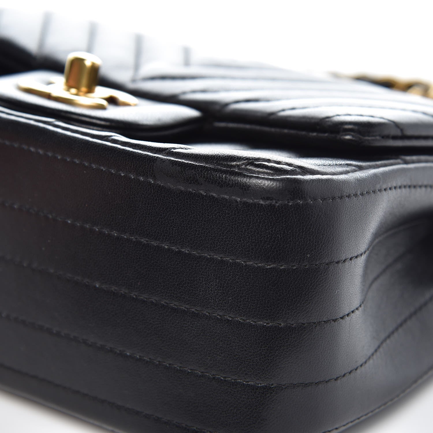 Chanel Lambskin Chevron Quilted Mini Square Flap Black 11 of 12