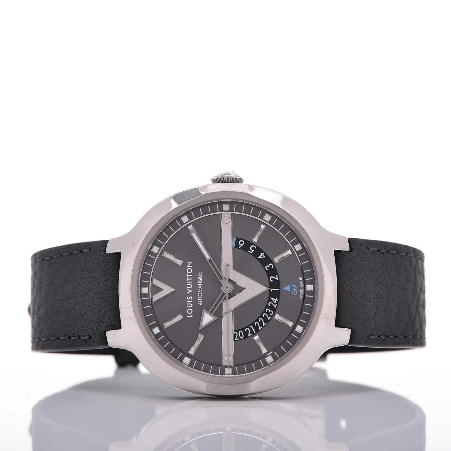 Stainless Steel Calfskin 41mm Voyager GMT Automatic Watch Grey