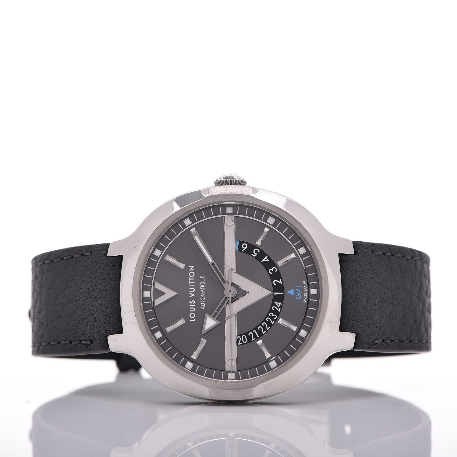 Louis Vuitton Stainless Steel Calfskin 41mm Voyager GMT Automatic Watch Grey 2 of 5
