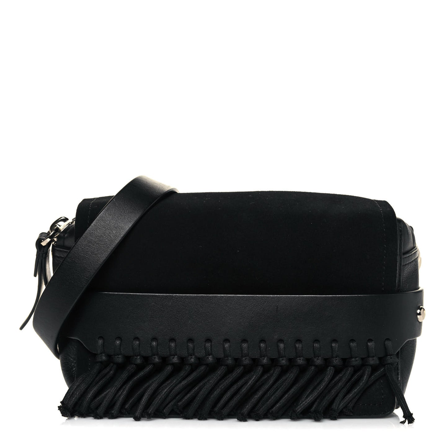 Lambskin Suede Fringe Bianca Handbag Black