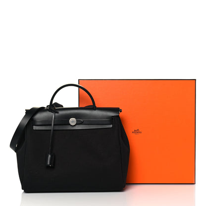 Hermes Military Toile Vache Hunter Herbag Zip Retourne 31 PM Black 12 of 12