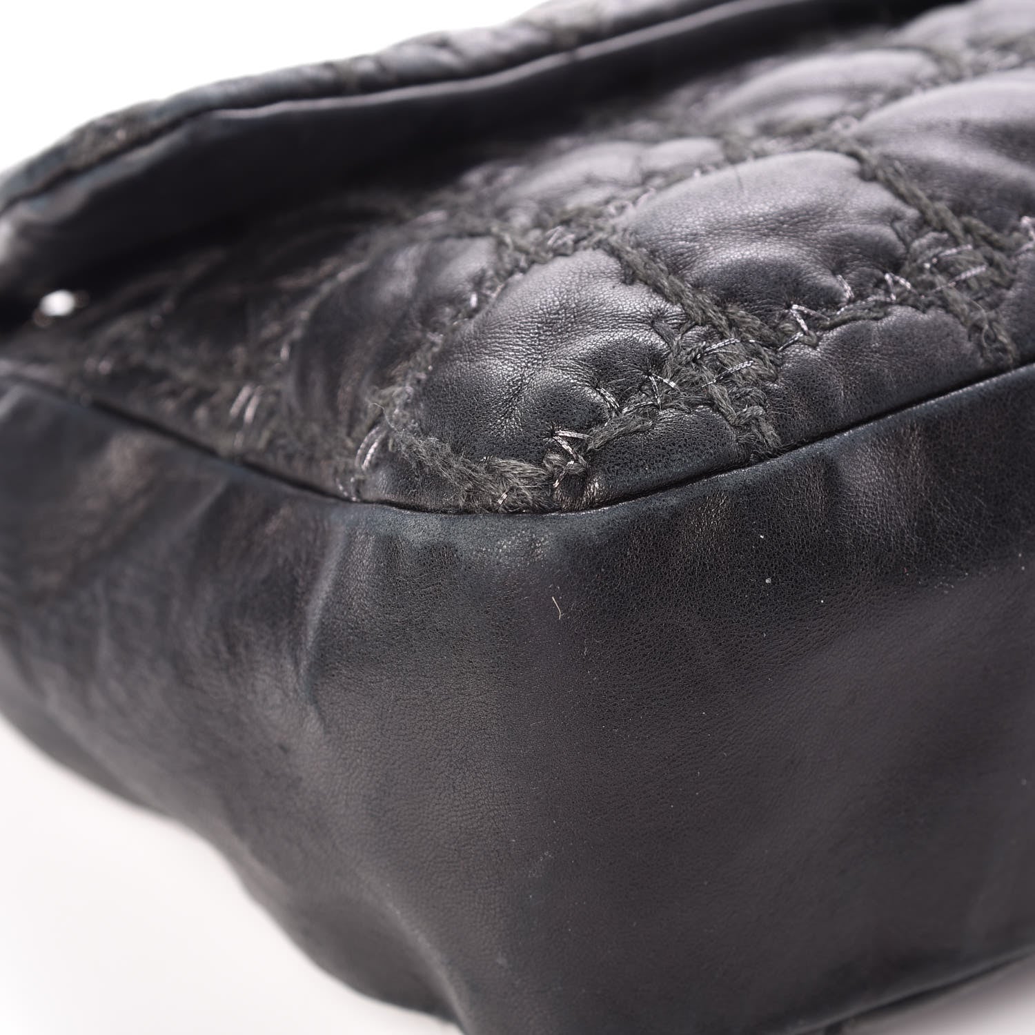Chanel Lambskin Tweed Double Stitch Flap Black 15 of 21