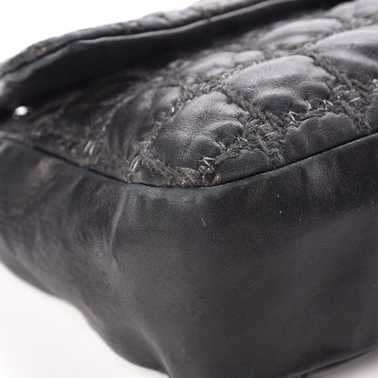 Chanel Lambskin Tweed Double Stitch Flap Black 15 of 21