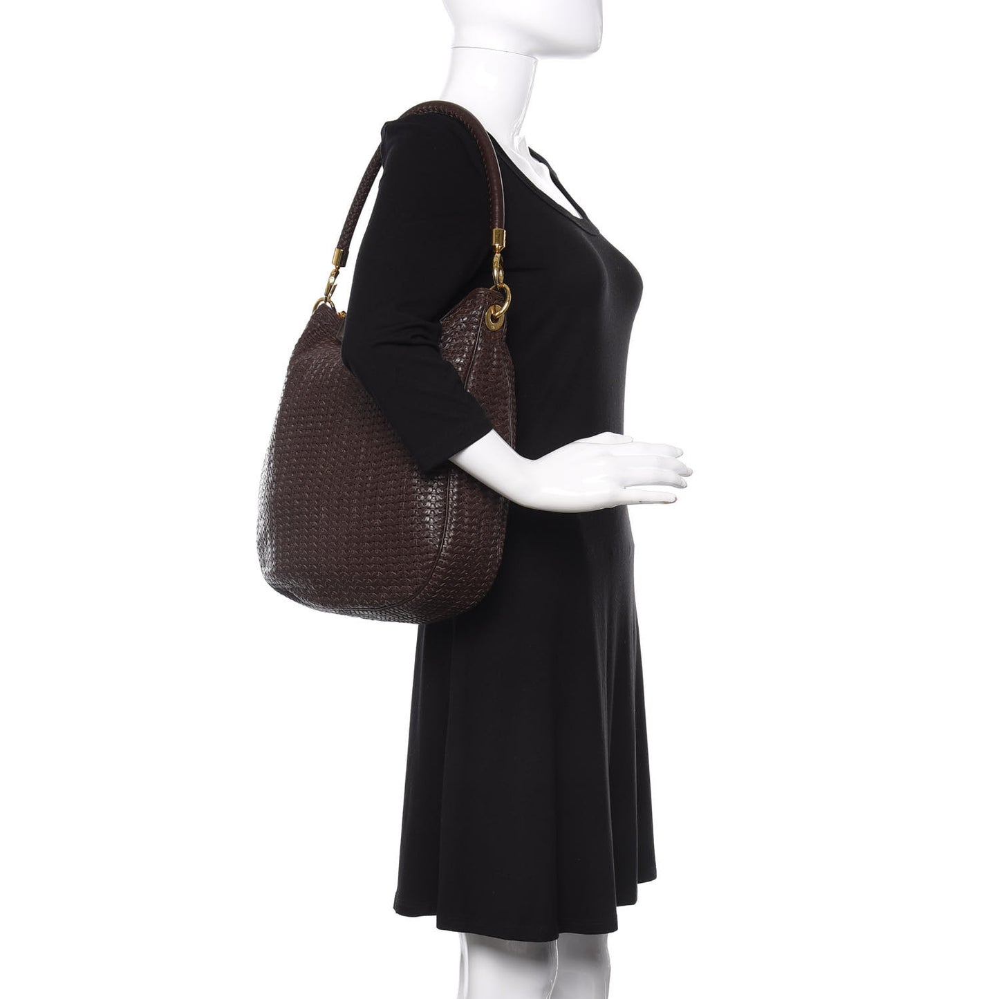 Lambskin Woven Hobo Brown
