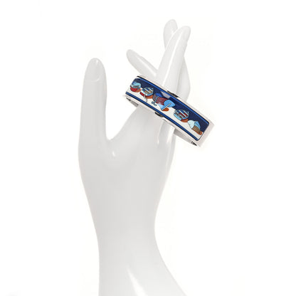 Hermes Enamel Printed Wide Thalassa Boats Hinged Bracelet GM 2 of 5