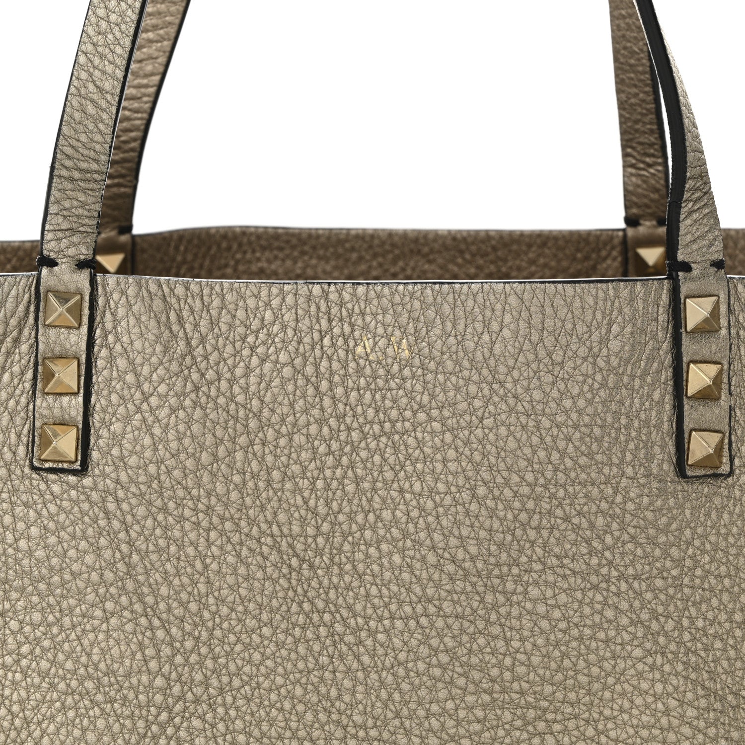 Valentino Garavani Metallic Grained Calfskin Medium Rockstud Reversible Tote Skin Sasso 12 of 12