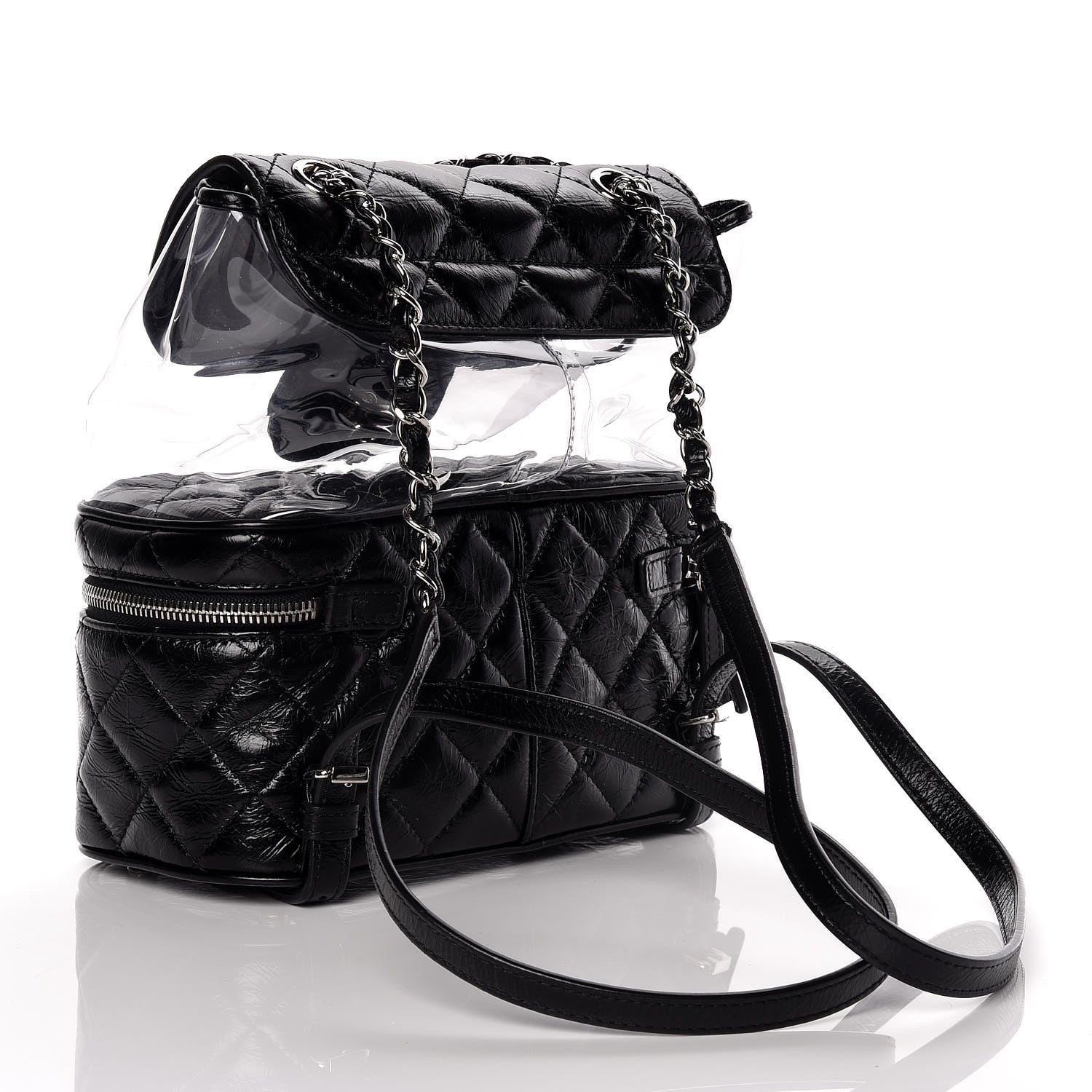 Chanel Crumpled Calfskin PVC Quilted Aquarium Backpack Black 3 of 9