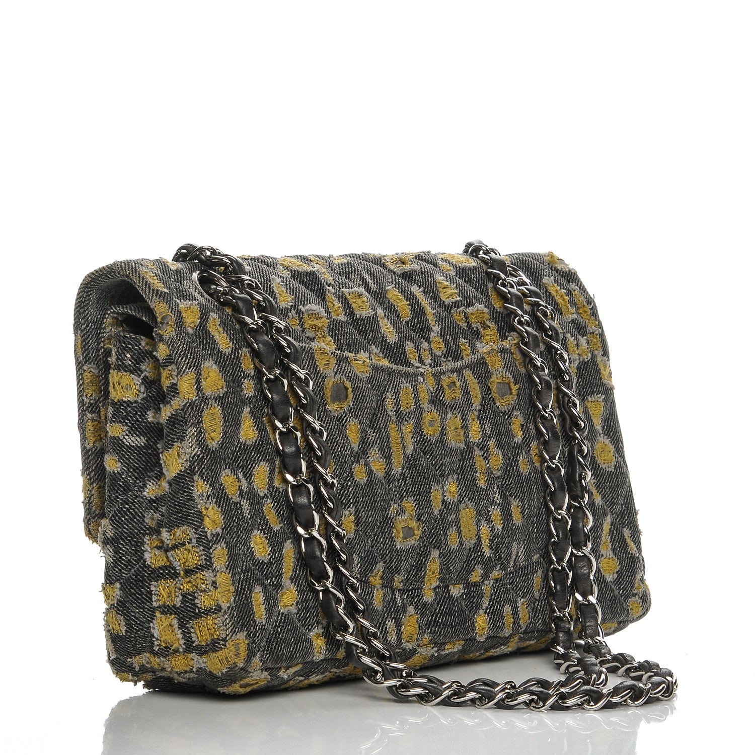 Chanel Distressed Denim Medium Double Flap Dark Blue 3 of 12