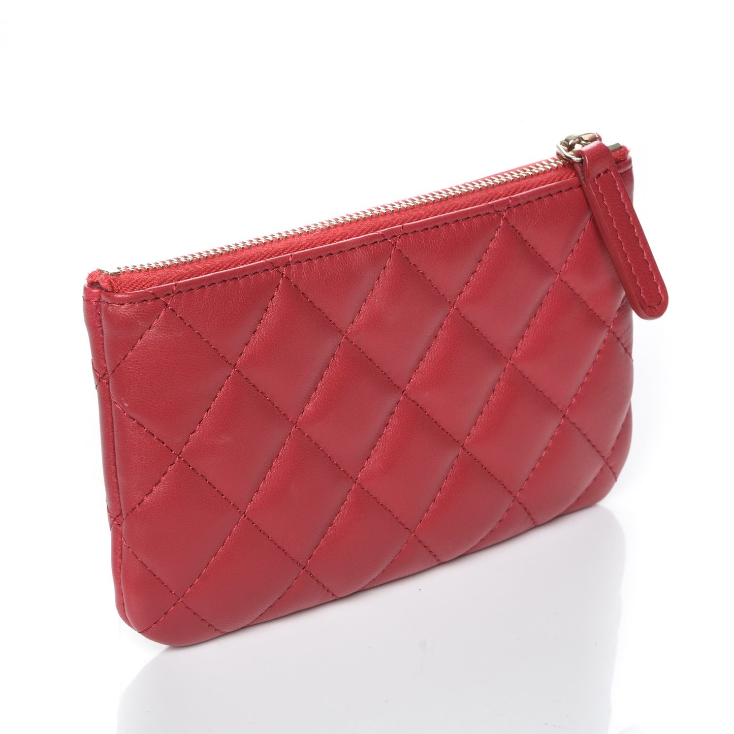 Lambskin Quilted Small Cosmetic Case Dark Pink