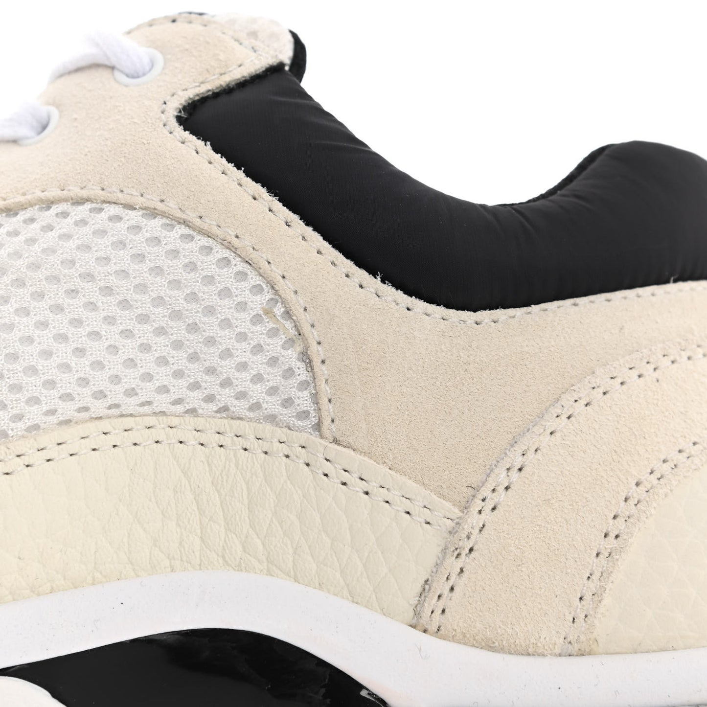 Mesh Suede Calfskin Grained Calfskin Womens CC Sneakers 37.5 White Black
