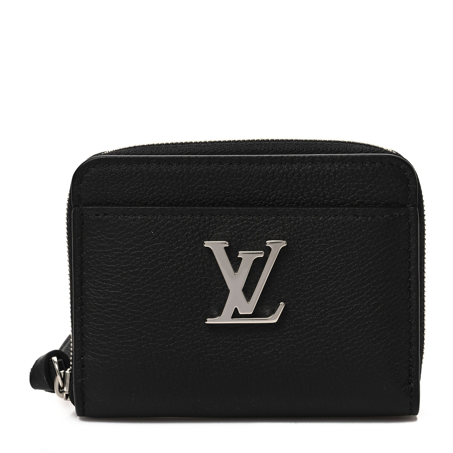 Calfskin Lockme Zippy Coin Purse Black