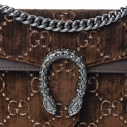 Gucci Velvet Moon Calfskin Crystal GG Monogram Small Dionysus Shoulder Bag Brown Vintage Cocoa Black Diamond 12 of 12