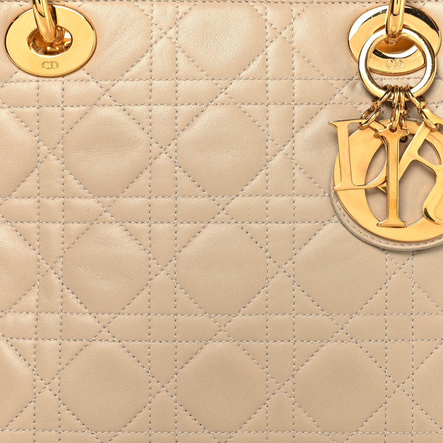 Christian Dior Lambskin Cannage Medium Lady Dior Light Beige 8 of 16