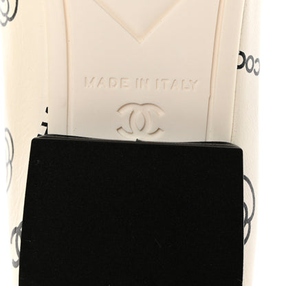 Chanel Printed Lambskin Cap Toe CC Ballet Flats 37 White Black 6 of 10